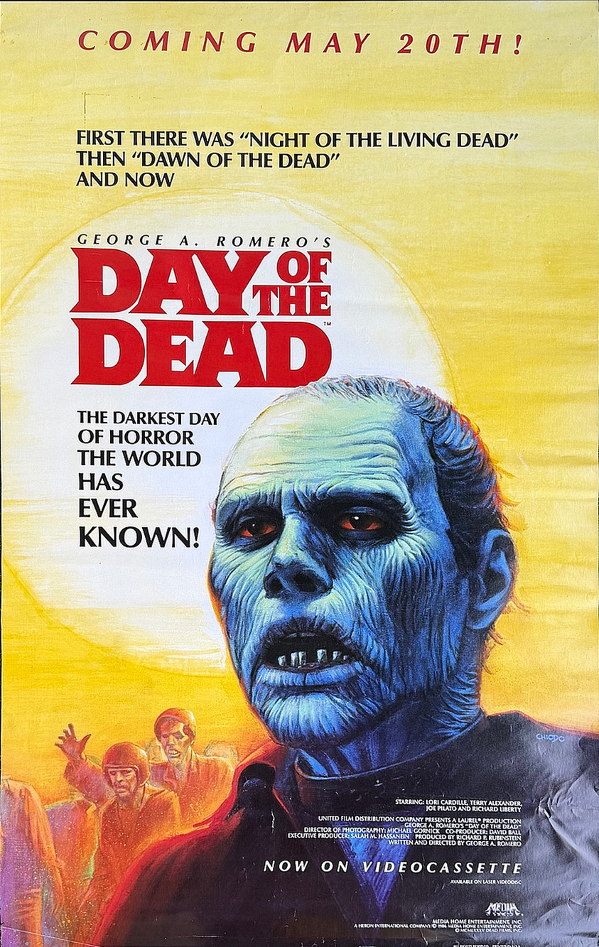 Media Home Entertainment Day of the Dead 1986 VHS Release Poster 24x39